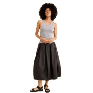 Free People Drops Of Venus Drop Waist Silhouette Black Midi Dress Size: XL